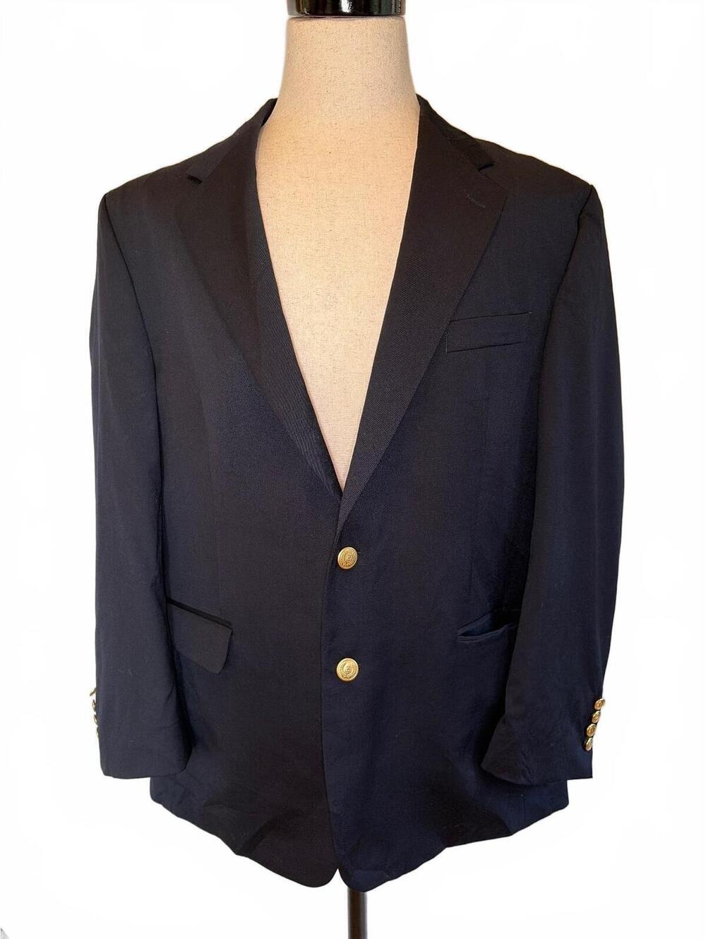 Lauren Ralph Lauren Men's Navy Blue Wool Blazer 44R Gold Button Classic Preppy